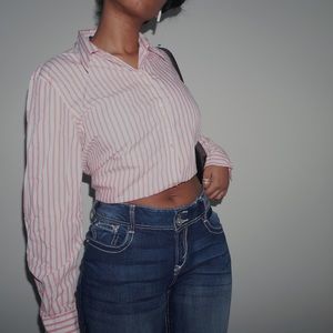 Chaps pink striped button up